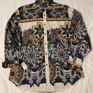 *NWT* Neiman Marcus Paisley Button Down Shirt, Size XL
